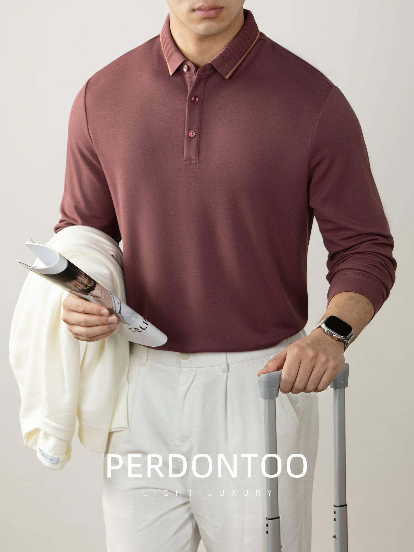 【隱奢質感！羊毛桑蠶絲~】秋季質感撞色商務休閑保暖親膚翻領上衣polo衫