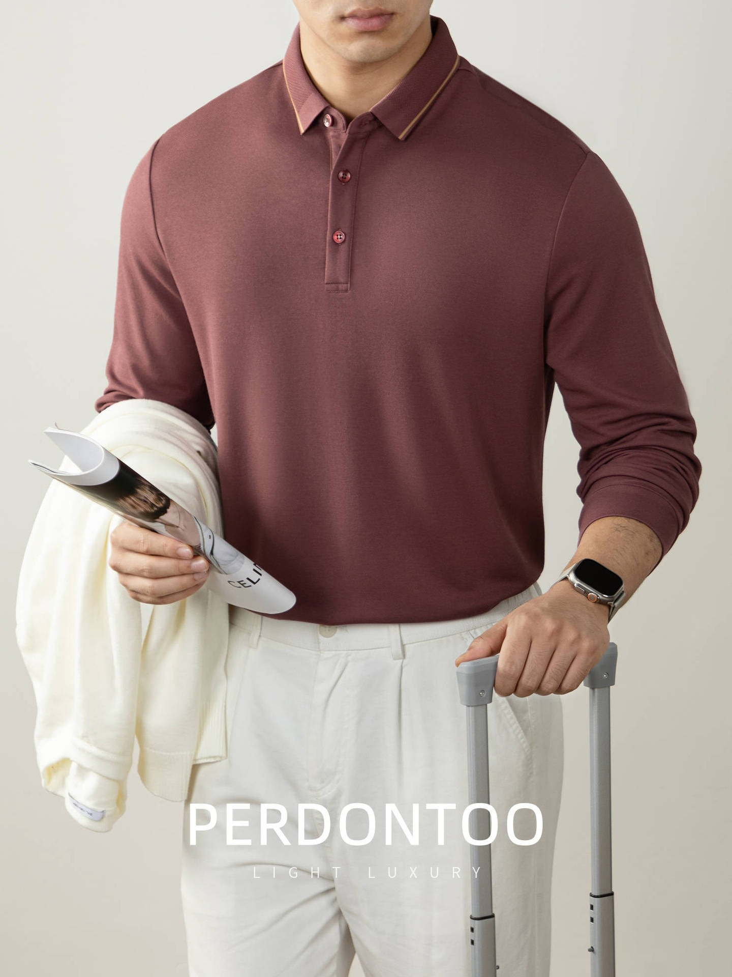 【隱奢質感！羊毛桑蠶絲~】秋季質感撞色商務休閑保暖親膚翻領上衣polo衫