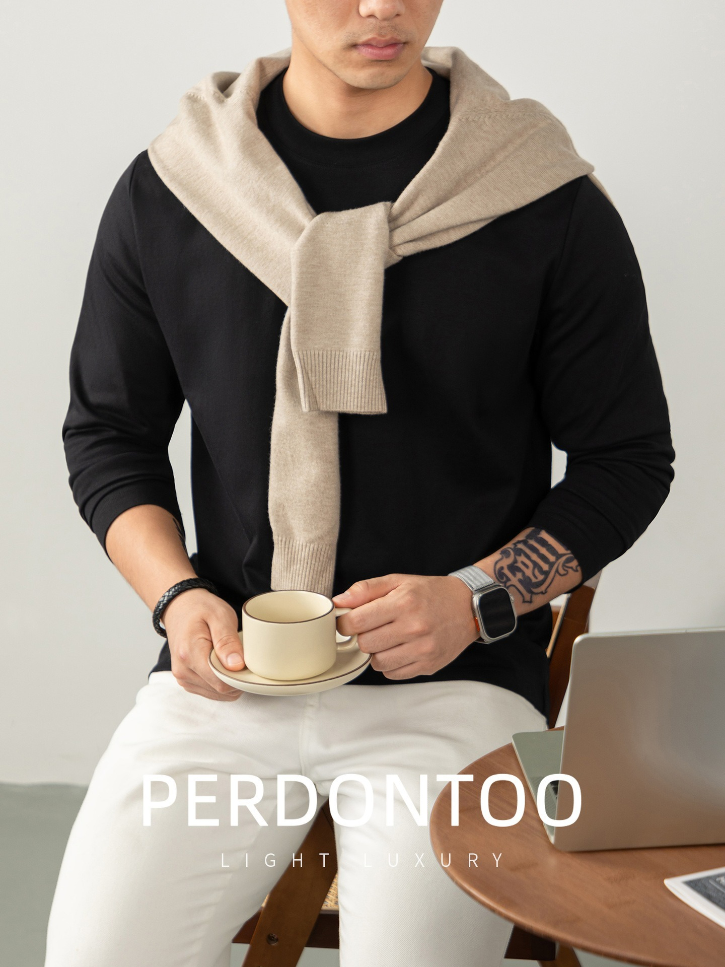 [Copy]【經典商務風】圓領優質羊毛桑蠶絲純色親膚長袖毛衣針織衫