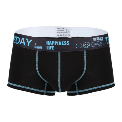 【寶藏級的舒適】透氣優質棉加寬腰帶簡約撞色星期褲男士小平角内褲