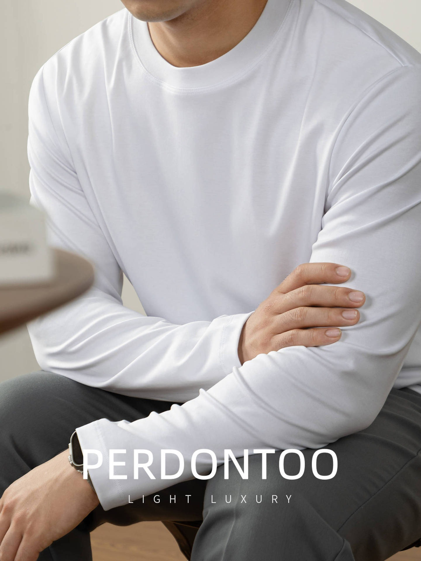 [Copy]【抗靜電絲光棉】高品質絲光棉半高領内搭男士純色百搭長袖T恤