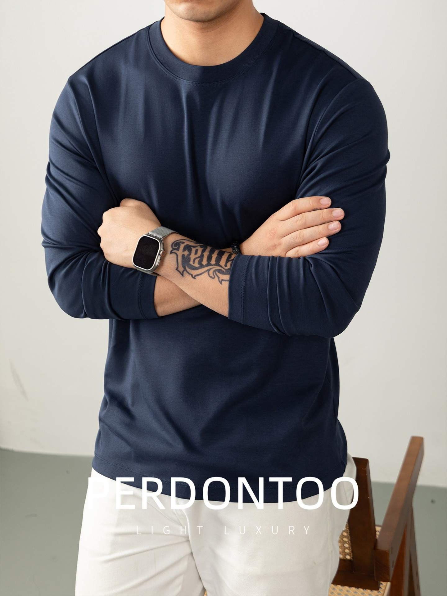 [Copy]【經典商務風】圓領優質羊毛桑蠶絲純色親膚長袖毛衣針織衫