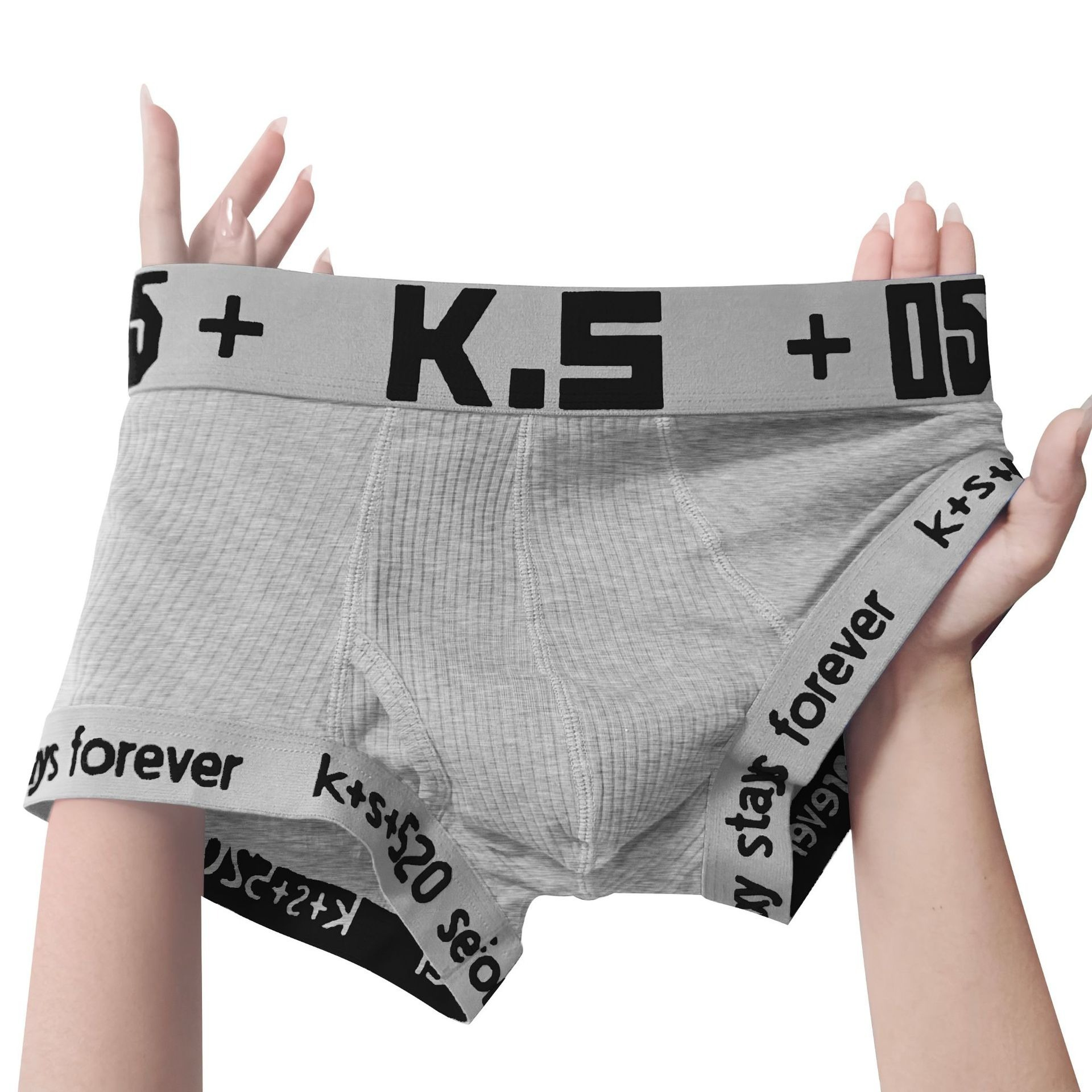 【高彈乾爽】潮流字母撞色螺紋運動透氣U凸囊袋男士平角内褲