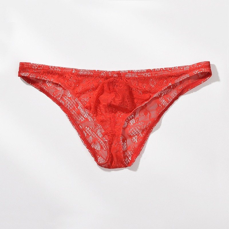 【性感蕾絲系列】低腰冰絲U凸超薄透氣男士三角內褲