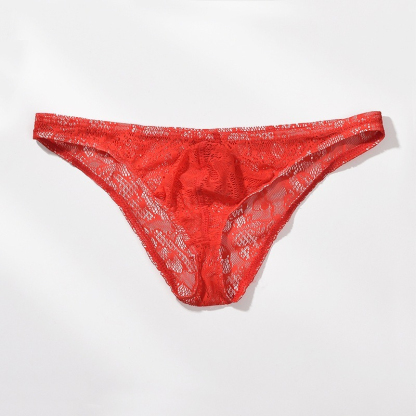 【性感蕾絲系列】低腰冰絲U凸超薄透氣男士三角內褲