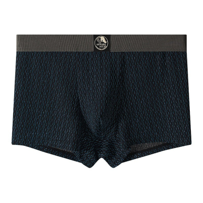 【時尚金絲紋理】透氣柔軟棉中腰純色金絲紋理男士士三角内褲