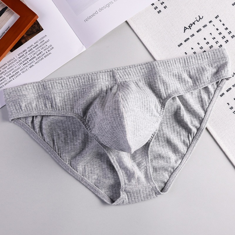 【沉浸式柔軟透氣】純棉透氣羅紋潮流純色U凸男士三角內褲