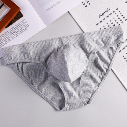 【沉浸式柔軟透氣】純棉透氣羅紋潮流純色U凸男士三角內褲