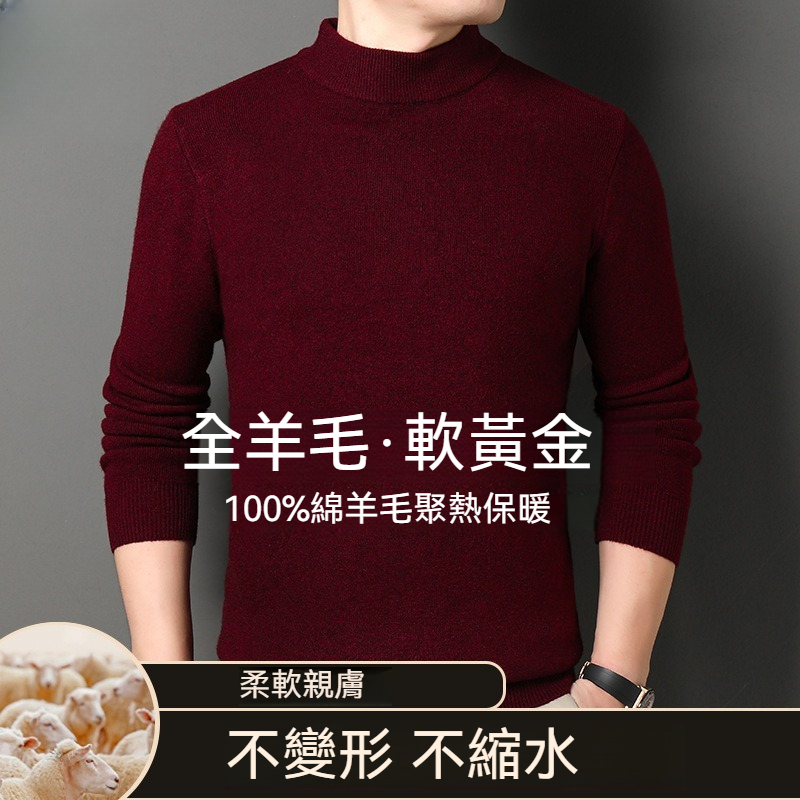 [Copy]【抗靜電絲光棉】高品質絲光棉半高領内搭男士純色百搭長袖T恤