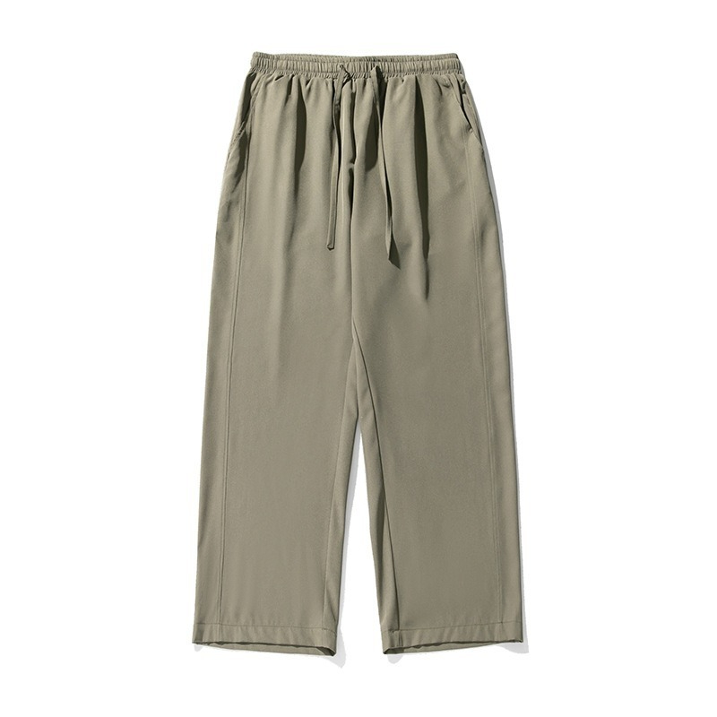 凉感冰丝休闲裤男夏季款轻薄裤子宽松直筒纯色基础百搭不易皱长裤
