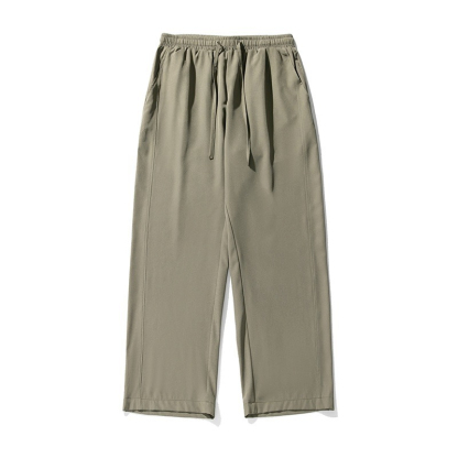 凉感冰丝休闲裤男夏季款轻薄裤子宽松直筒纯色基础百搭不易皱长裤