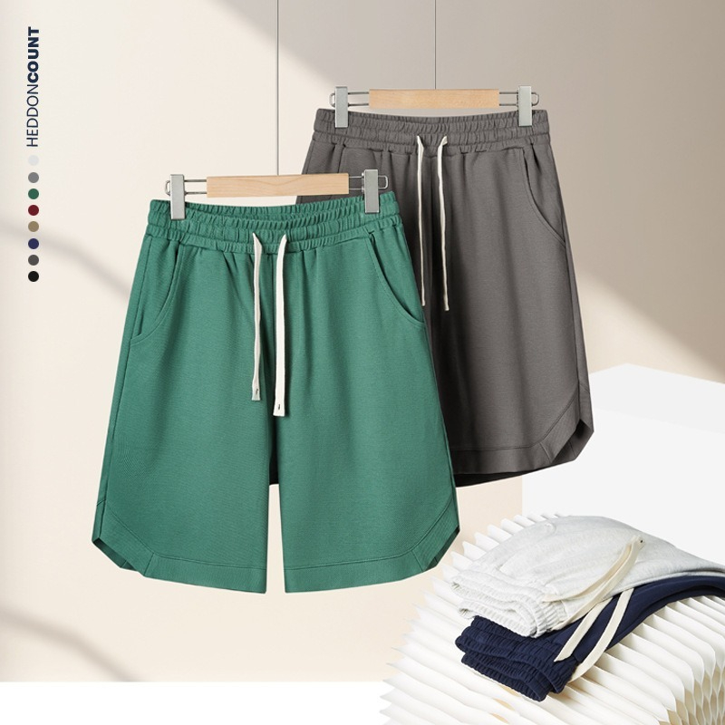 【高品質斜紋棉】日系復古闊腿寬鬆運動五分短褲