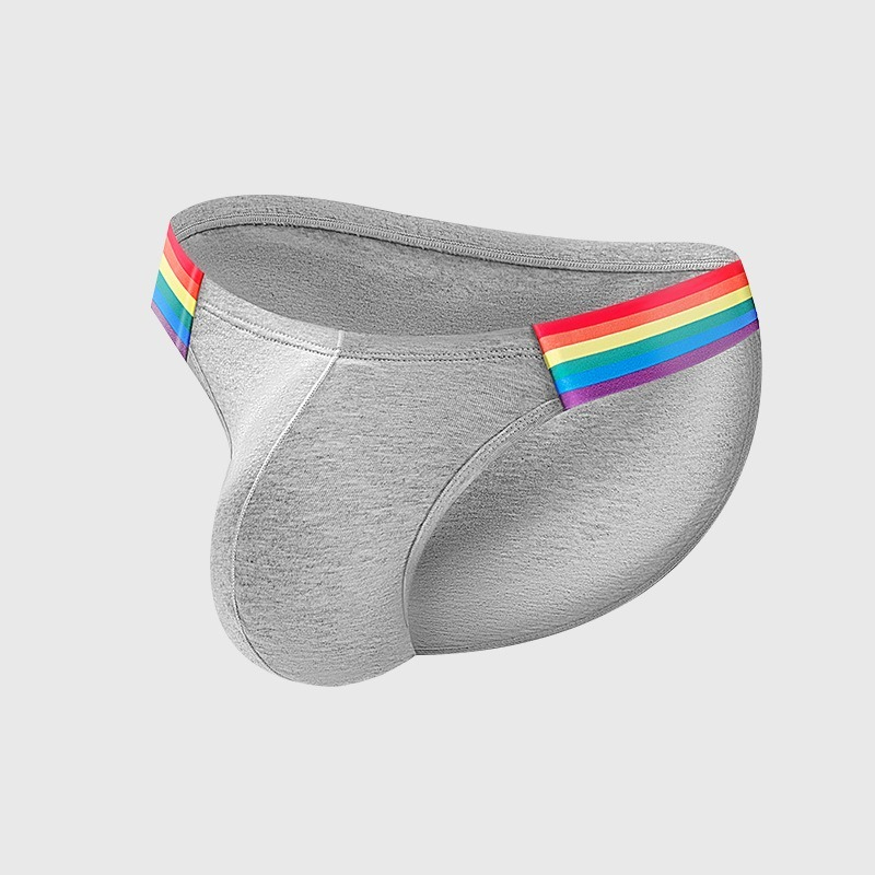 【透氣純棉系列】舒仕新款純棉彩虹性感高叉男士三角內褲