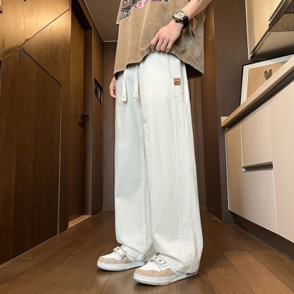 【韓版棉麻系列】不掉色/不變形，夏季新款棉麻透氣休閒直筒褲