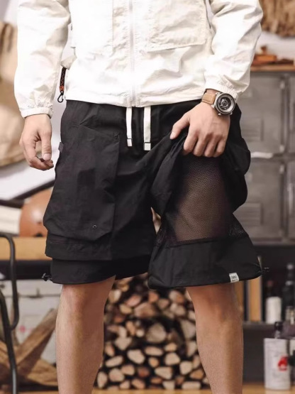 美式户外机能速干工装短裤子男夏季凉感潮流假两件山系休闲五