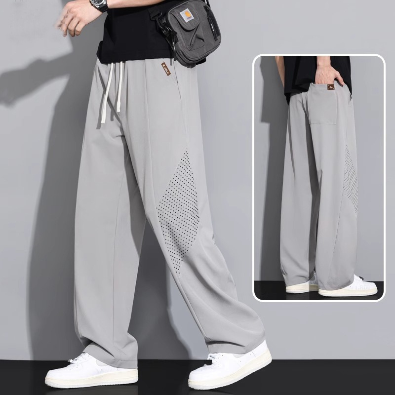 【冰絲垂感】-5℃涼感降溫~夏季冰絲網眼透氣直筒速乾運動長褲