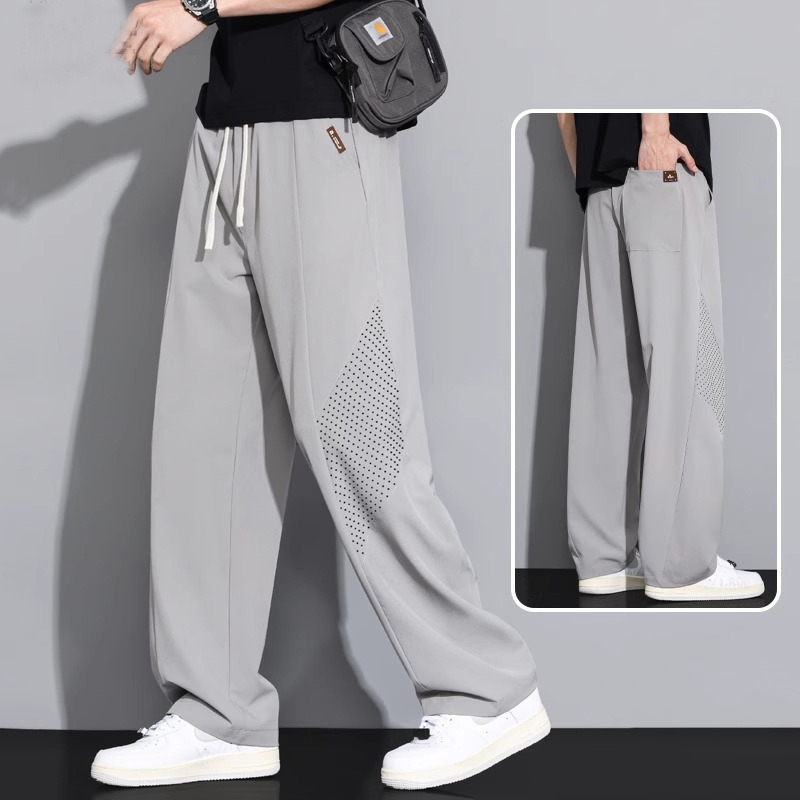 【冰絲垂感】-5℃涼感降溫~夏季冰絲網眼透氣直筒速乾運動長褲