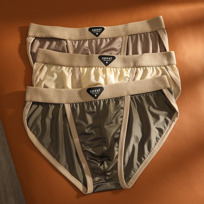 【輕奢緞面】高叉低腰透氣吸汗U凸男士三角褲