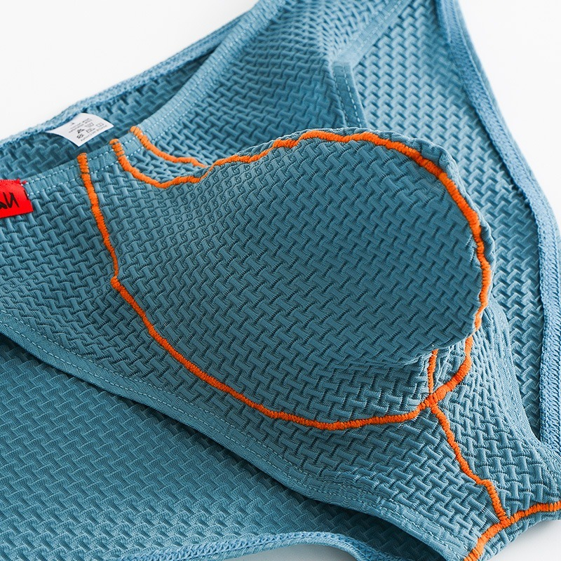 【零壓裸感體驗】透氣輕薄華夫格立體塑形囊袋純色性感男士三角内褲