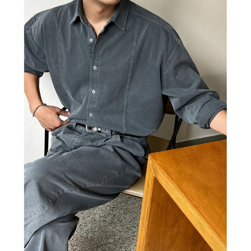 【經典水洗牛仔】韓版寬鬆潮流牛仔休閑襯衣外套