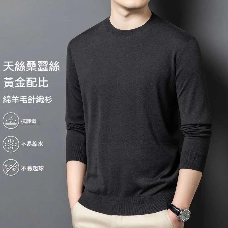 [Copy]【高端質感】升級羊毛桑蠶絲蓄熱保暖拉鏈立領純色長袖衛衣毛衣