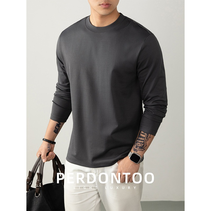 [Copy]【經典商務風】圓領優質羊毛桑蠶絲純色親膚長袖毛衣針織衫