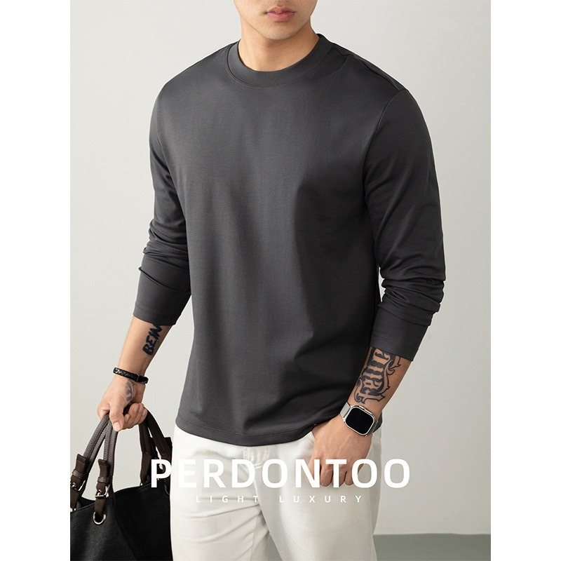 [Copy]【經典商務風】圓領優質羊毛桑蠶絲純色親膚長袖毛衣針織衫