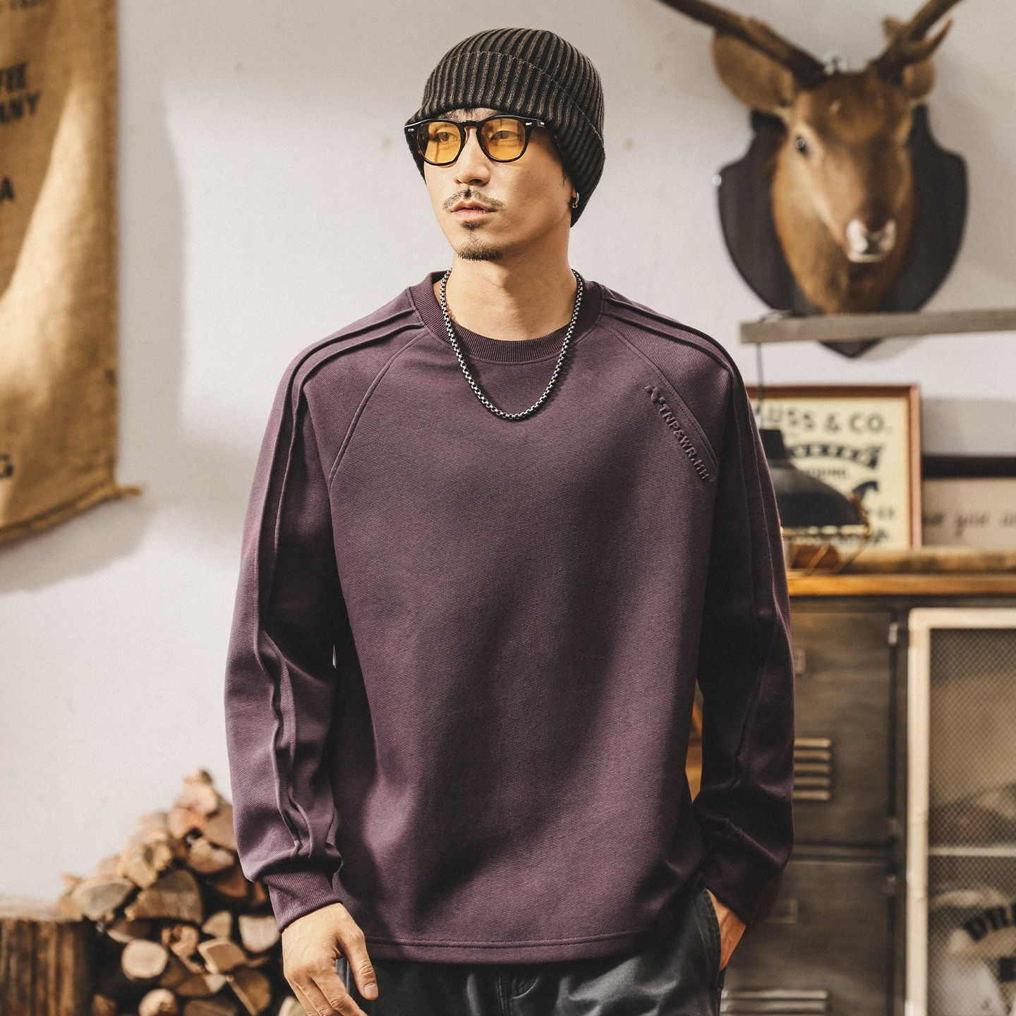 [Copy]【輕奢液氮絲光棉】升級液氮絲光棉圓領男士純色百搭長袖