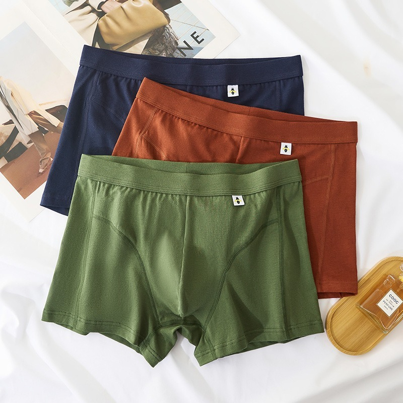 [Copy]【時尚金絲紋理】透氣柔軟棉中腰純色金絲紋理男士平角内褲