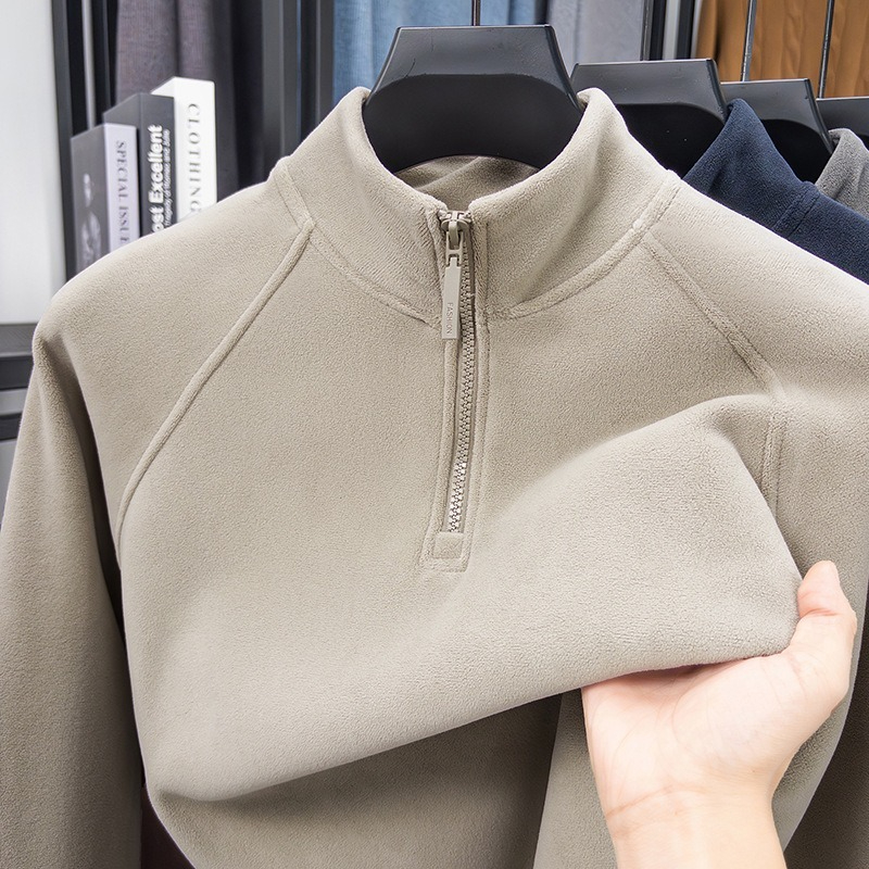 [Copy]【輕奢商務系列】輕柔莫代爾羊毛半拉鏈翻領時尚百搭男士針織衫