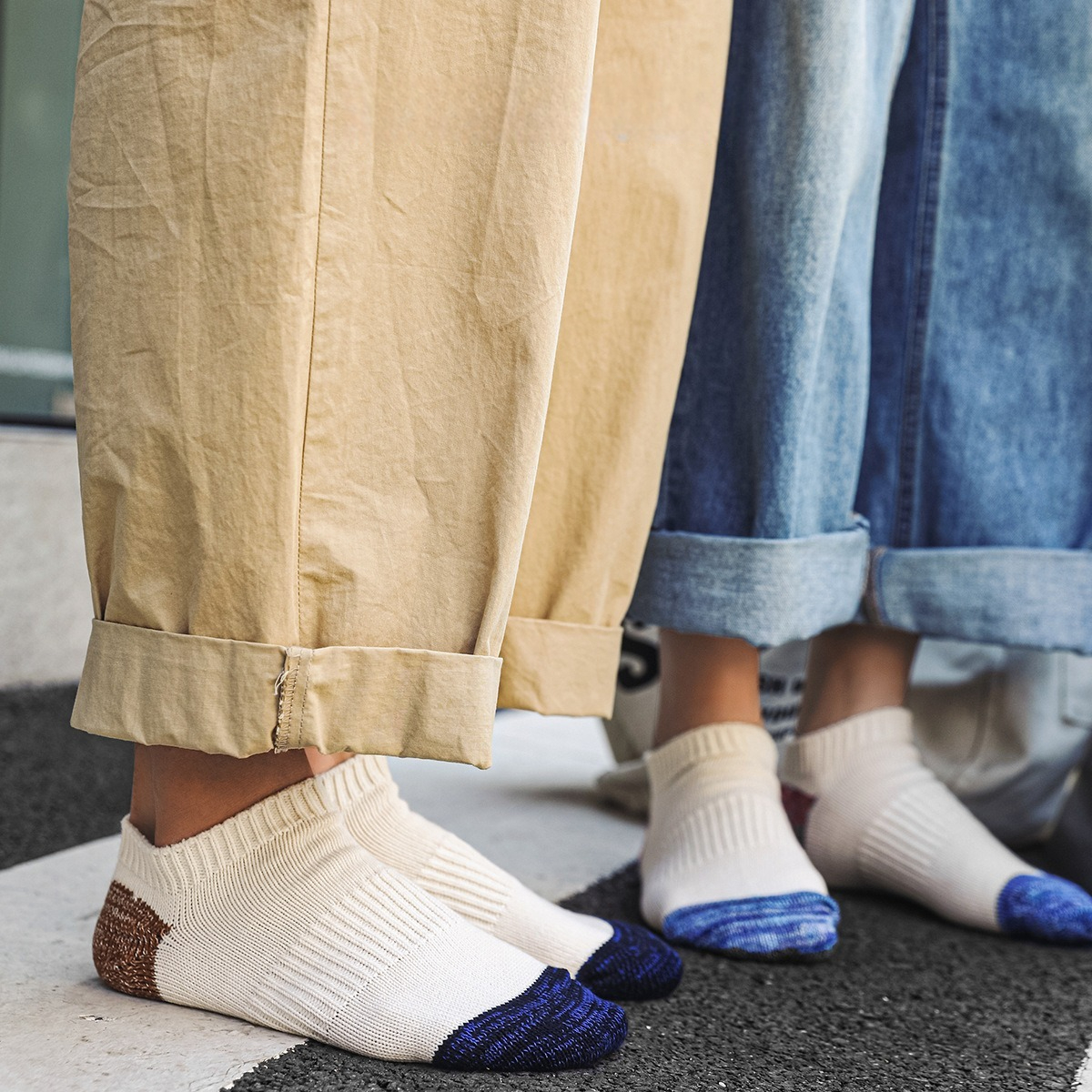 【日系復古風】ins潮牌粗綫短襪低幫街頭戶外拼色船襪