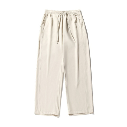 凉感冰丝休闲裤男夏季款轻薄裤子宽松直筒纯色基础百搭不易皱长裤