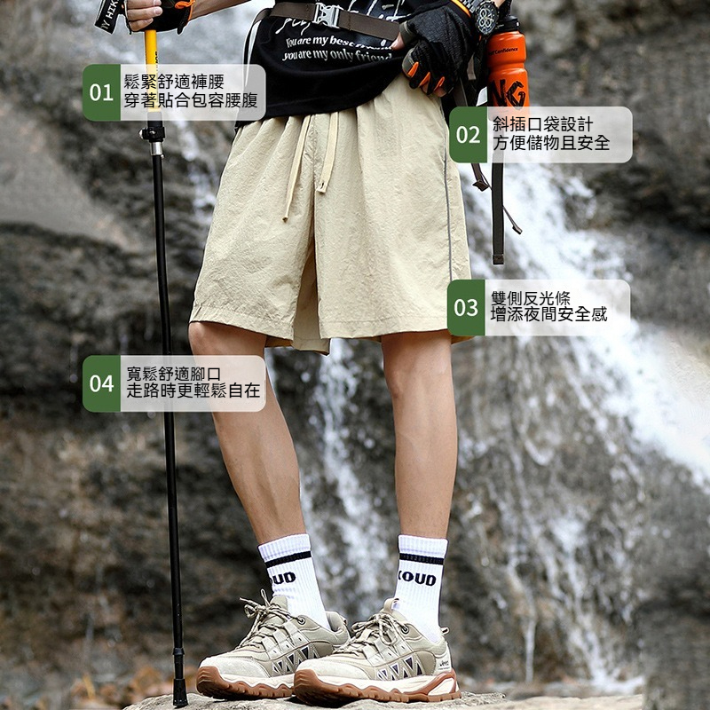 【戶外冰絲系列】吸濕速幹~新款輕薄涼感透氣防曬寬鬆休閒短褲