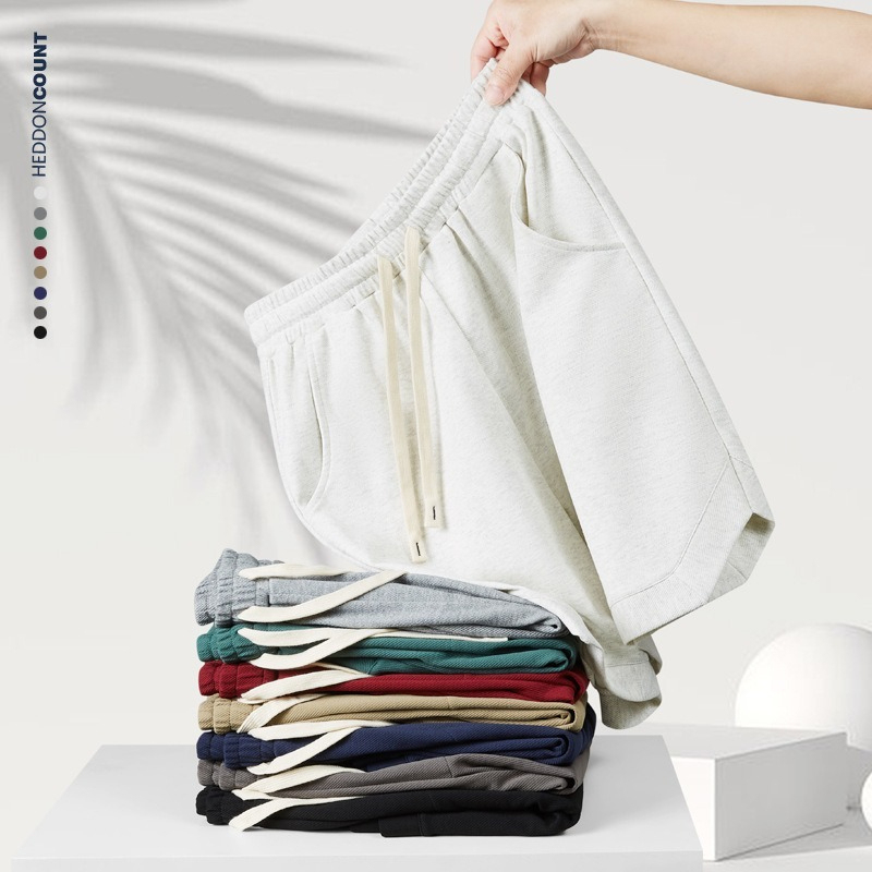 【高品質斜紋棉】日系復古闊腿寬鬆運動五分短褲