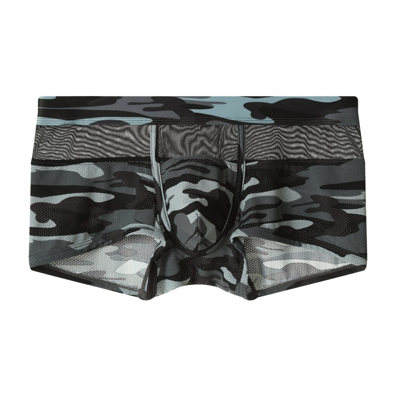 【網紗迷彩系列】全身透氣~新款撞色迷彩網紗平角男士內褲