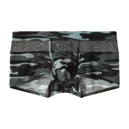 【網紗迷彩系列】全身透氣~新款撞色迷彩網紗平角男士內褲