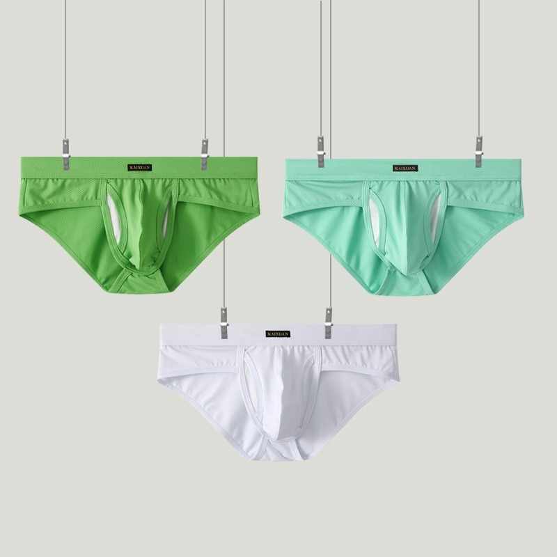 【冰絲網孔系列】冰絲網孔速乾分離式側開口男士三角內褲