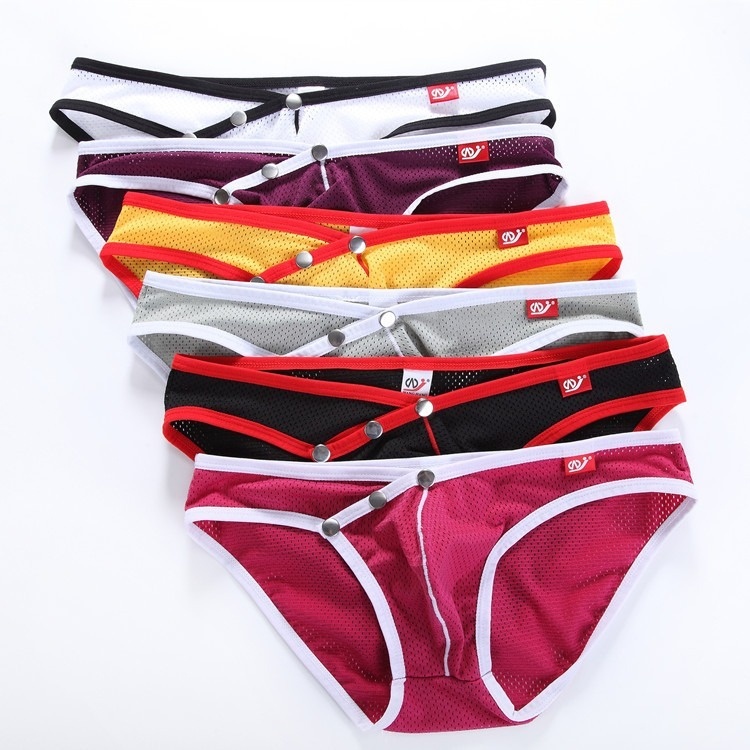 【可拆卸紐扣】冰絲網孔網孔透氣速乾低腰緊身三角男士內褲