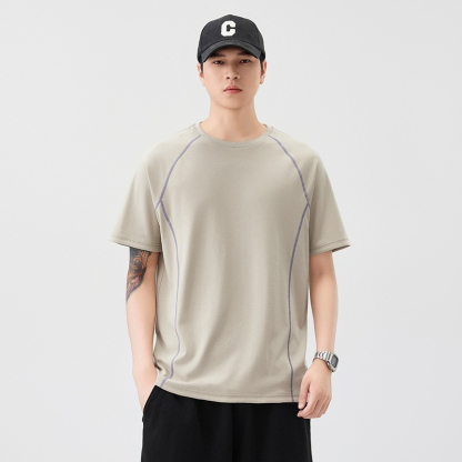 【街頭極簡風】100%純棉，新款純棉撞色柔軟親膚挺括垂感T恤