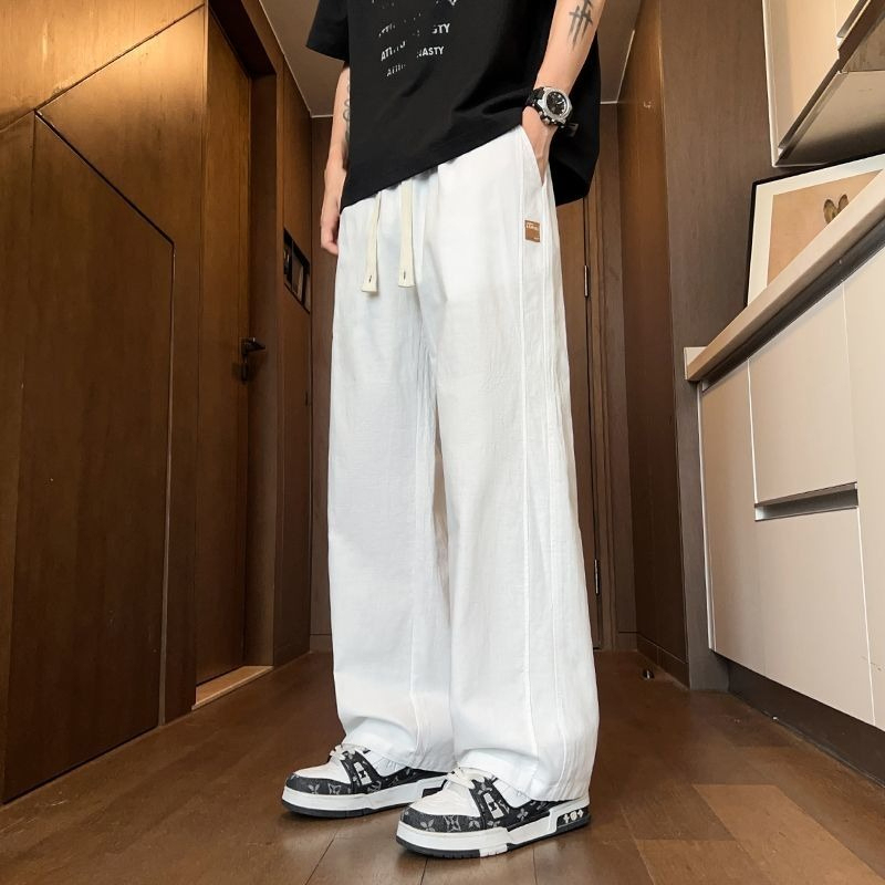 【韓版棉麻系列】不掉色/不變形，夏季新款棉麻透氣休閒直筒褲