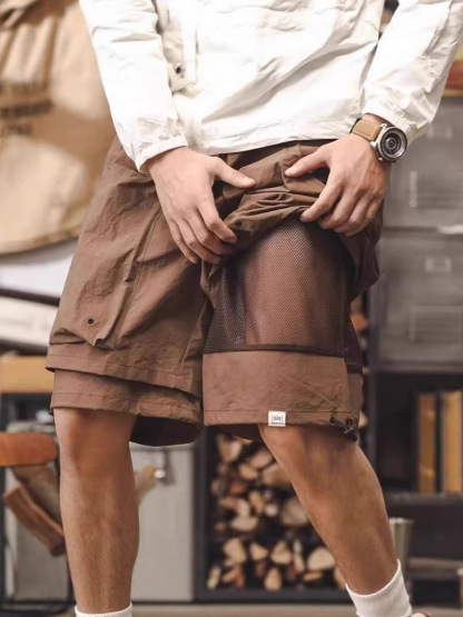 美式户外机能速干工装短裤子男夏季凉感潮流假两件山系休闲五