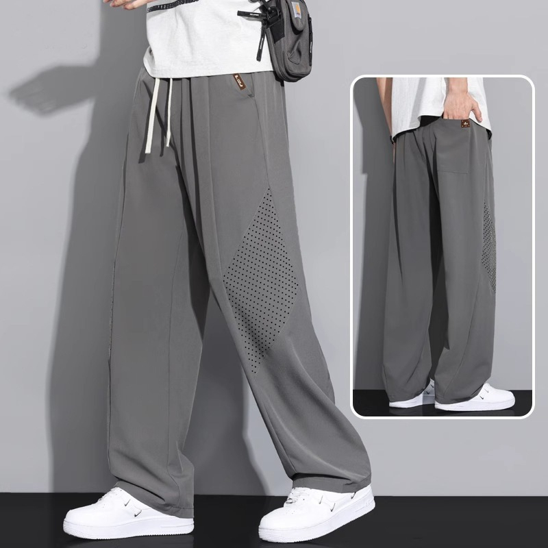 【冰絲垂感】-5℃涼感降溫~夏季冰絲網眼透氣直筒速乾運動長褲