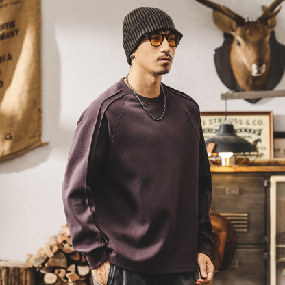 [Copy]【輕奢液氮絲光棉】升級液氮絲光棉圓領男士純色百搭長袖