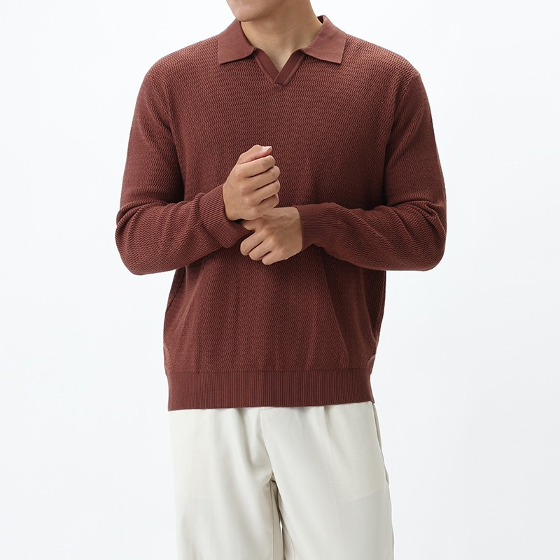 [Copy]【雲感纖柔紗】暖冬親膚V領毛衣男士保暖通勤百搭曡穿純色針織衫