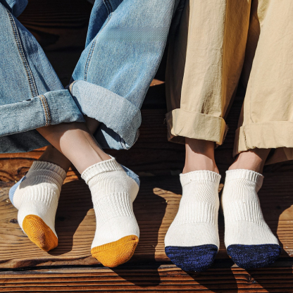 【日系復古風】ins潮牌粗綫短襪低幫街頭戶外拼色船襪