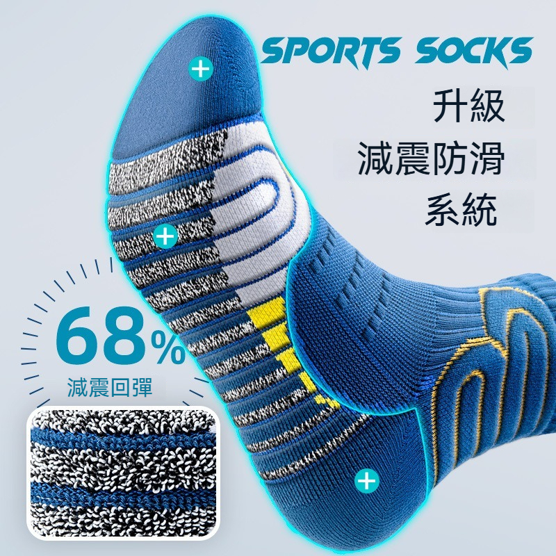【運動必備】專業運動襪籃球襪中筒加厚毛巾底吸汗透氣防臭減震襪