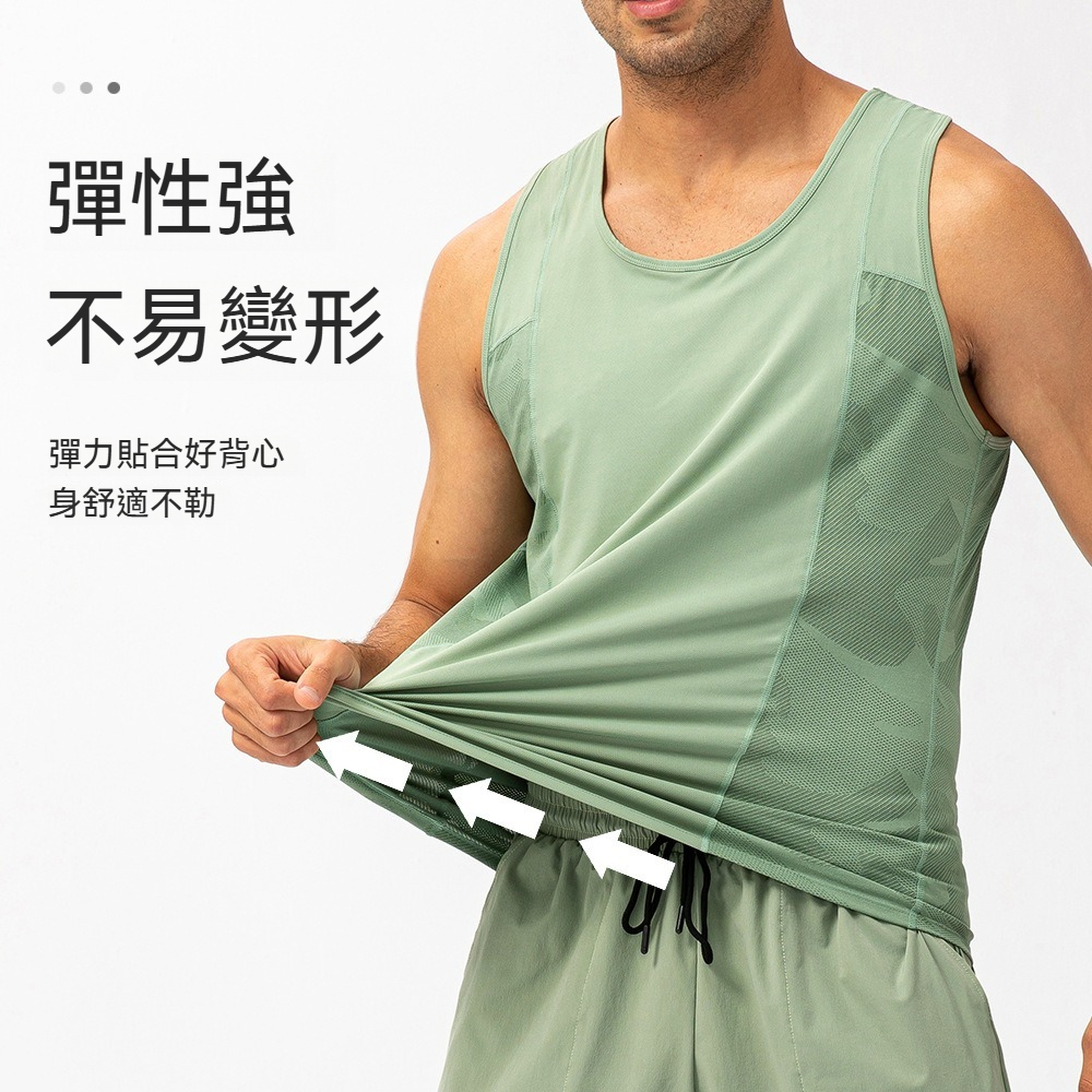 夏男士运动背心宽松T恤透气速干健身衣户外跑步训练坎肩21112