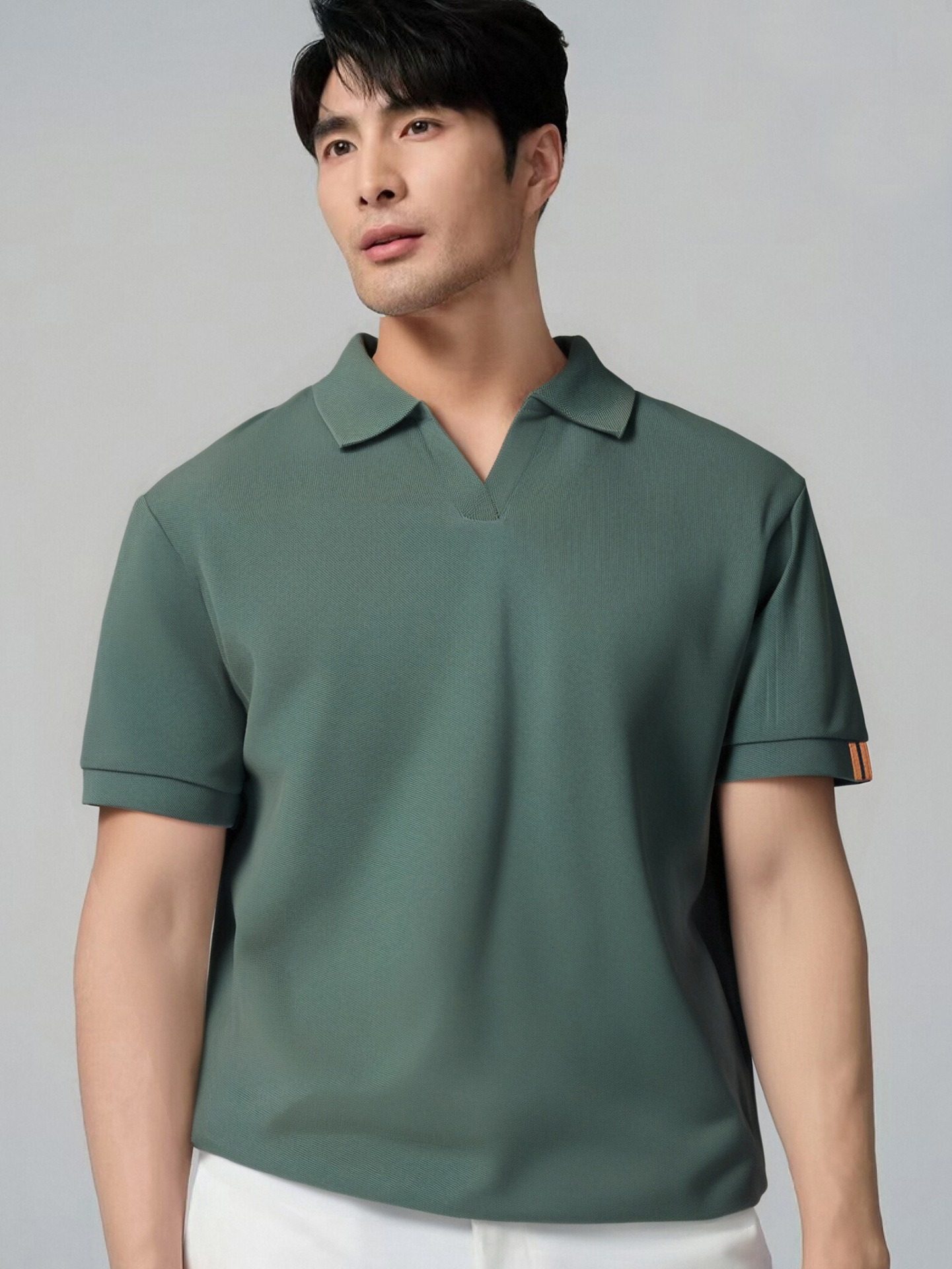 美式海鸥领夏季冰丝凉感男士翻领针织男式高级polo衫休闲短袖T恤