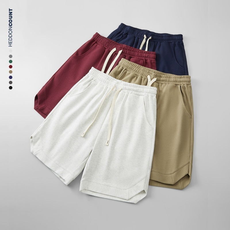 【高品質斜紋棉】日系復古闊腿寬鬆運動五分短褲