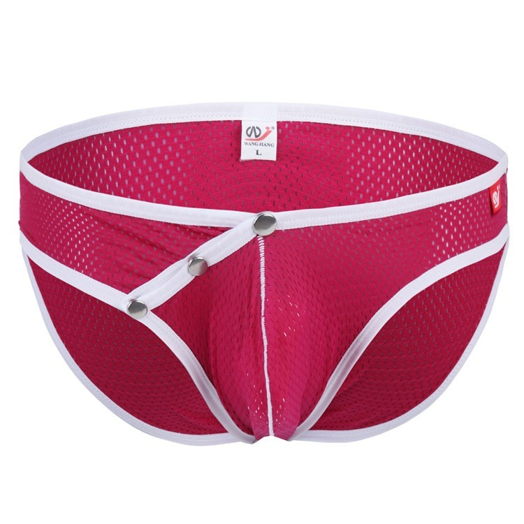 【可拆卸紐扣】冰絲網孔網孔透氣速乾低腰緊身三角男士內褲